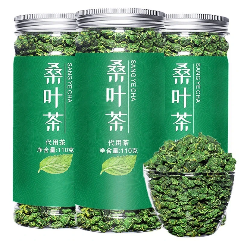 精选农家桑叶茶霜桑叶霜后桑叶110g*1罐装泡水百合正品霜桑叶百合
