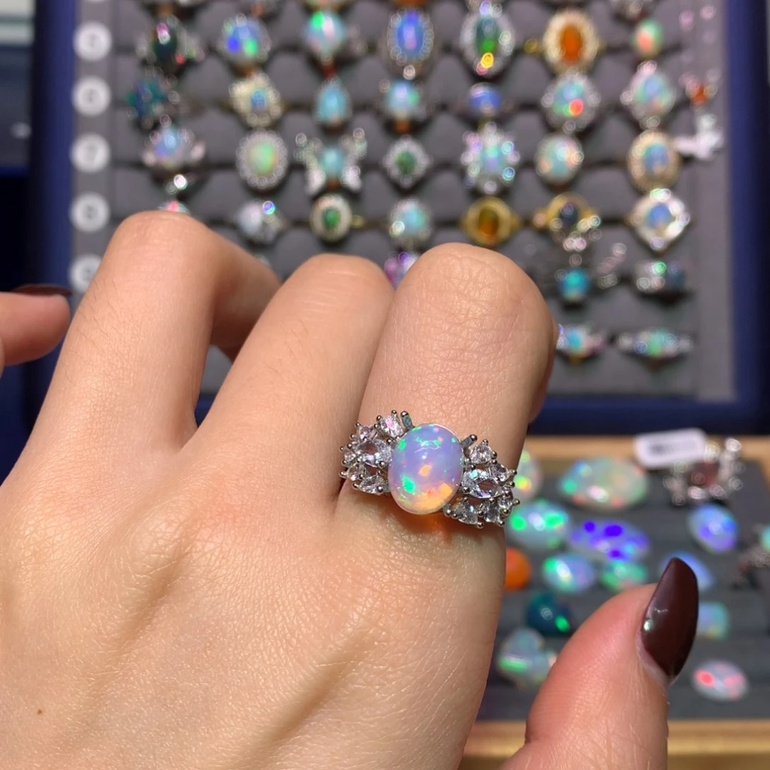 银S925镶嵌欧泊戒指款式魏*