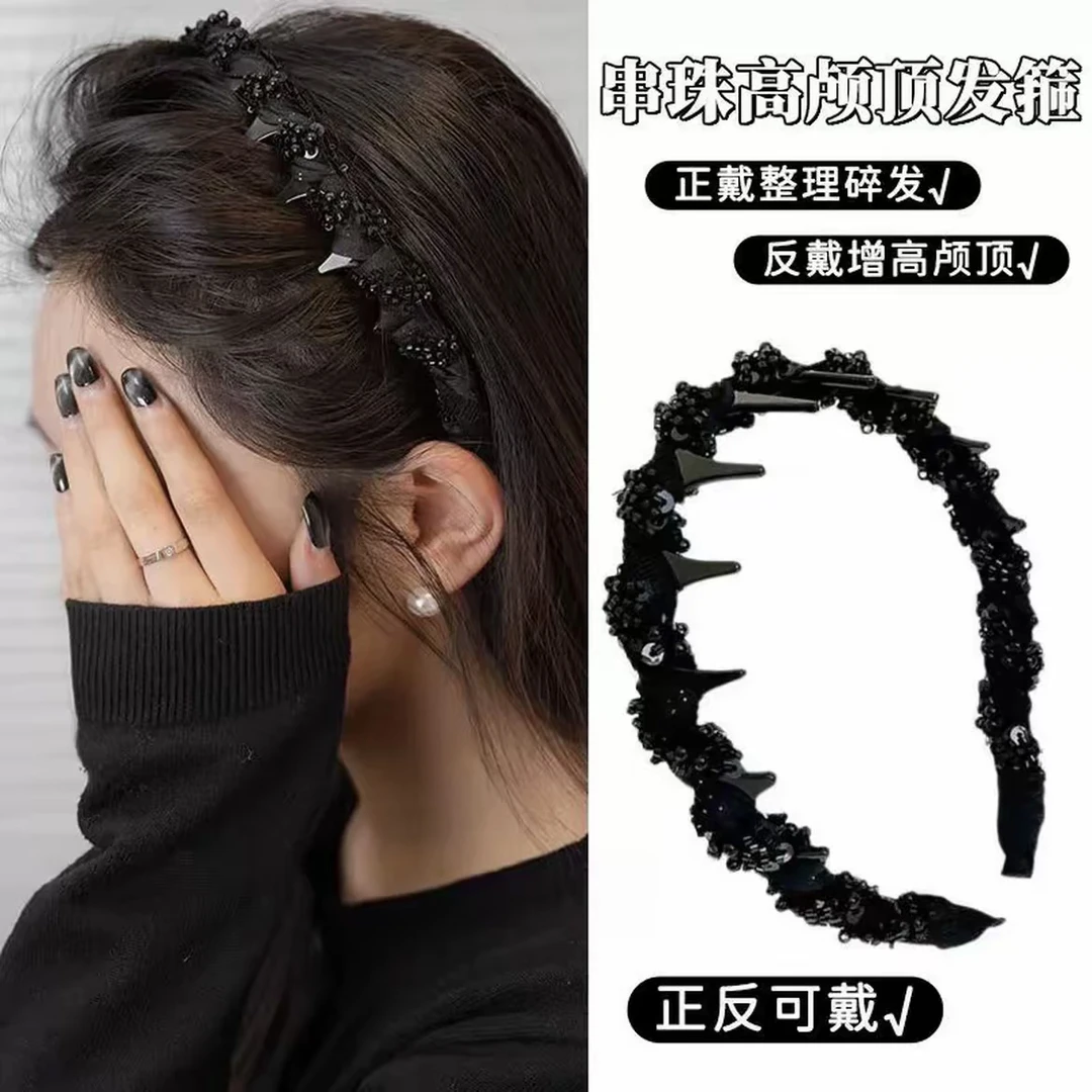 手工串珠路易斯繁星高颅顶发箍轻奢气质洗脸发卡蓬松发饰碎发神器