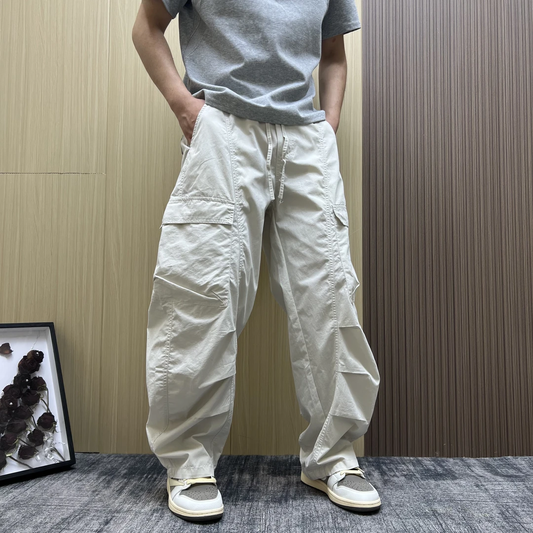 潮牌美式高街痞帅工装裤男士2025夏季新款潮流大口袋设计感阔腿裤