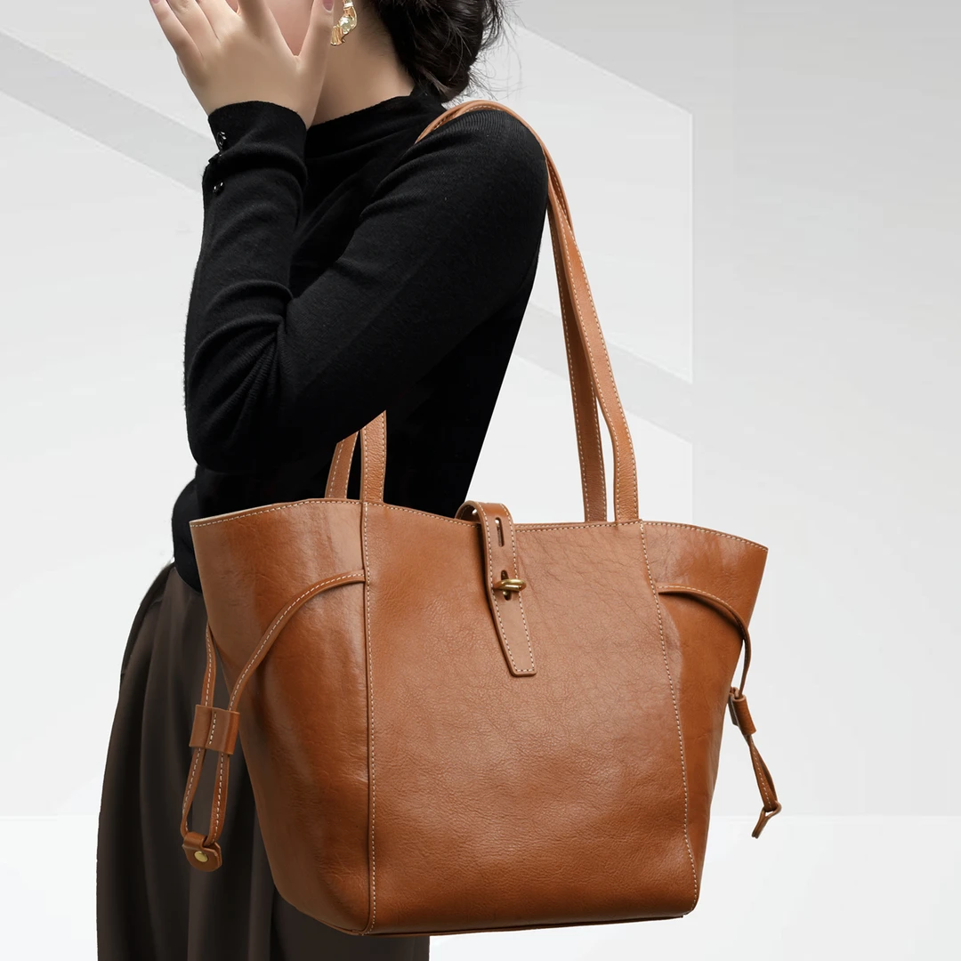 CCAMO高级感大包包女大容量2025新款百搭包包女款单肩真牛皮女包