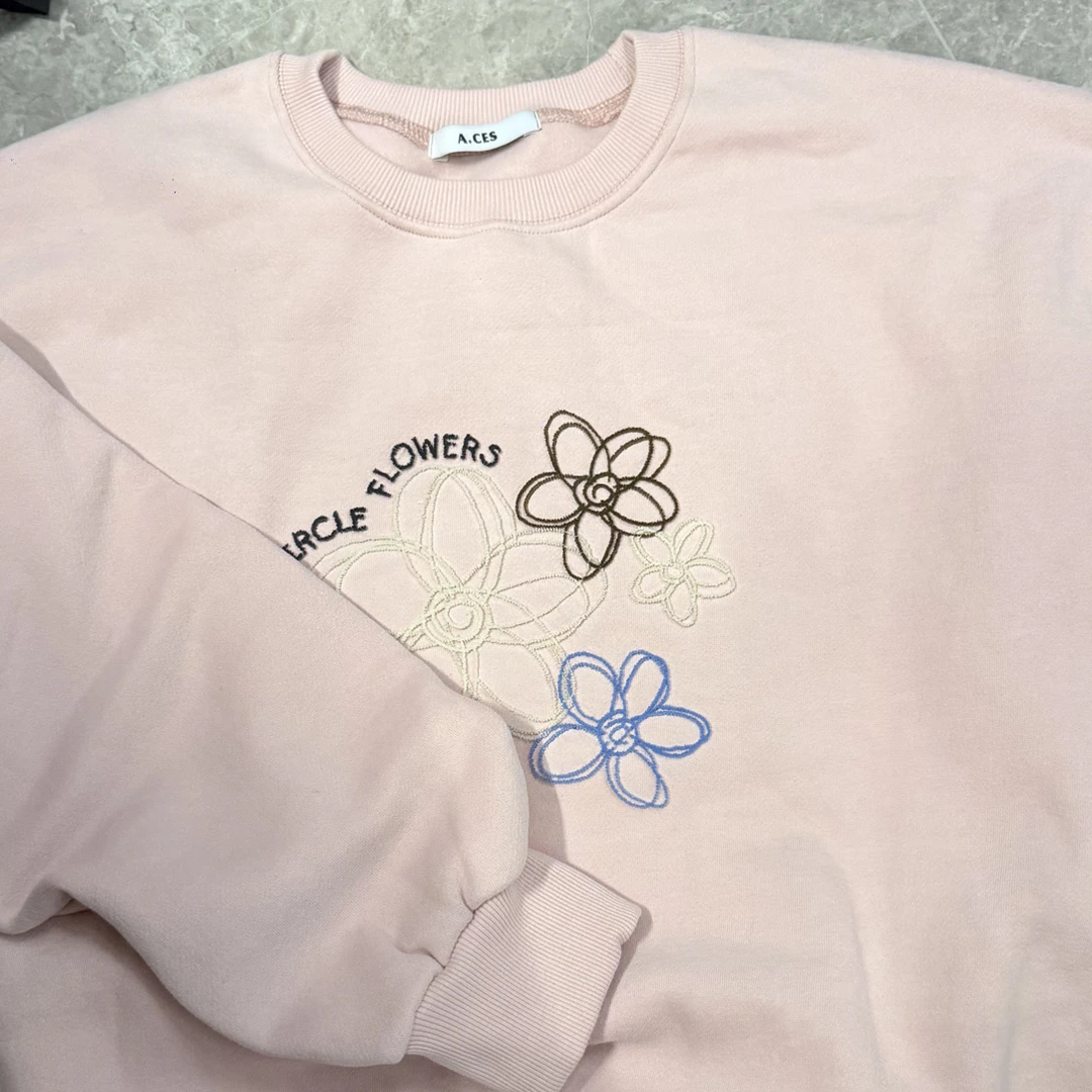 ［小小布］no退换-东大门正品a5c手工手绘花朵拉绒卫衣