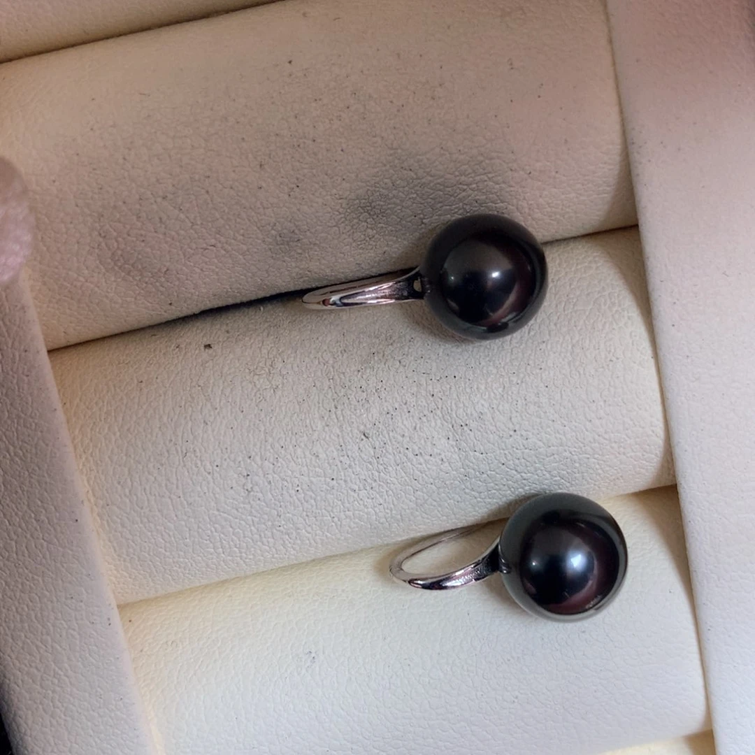 银S925镶嵌海水珍珠耳饰