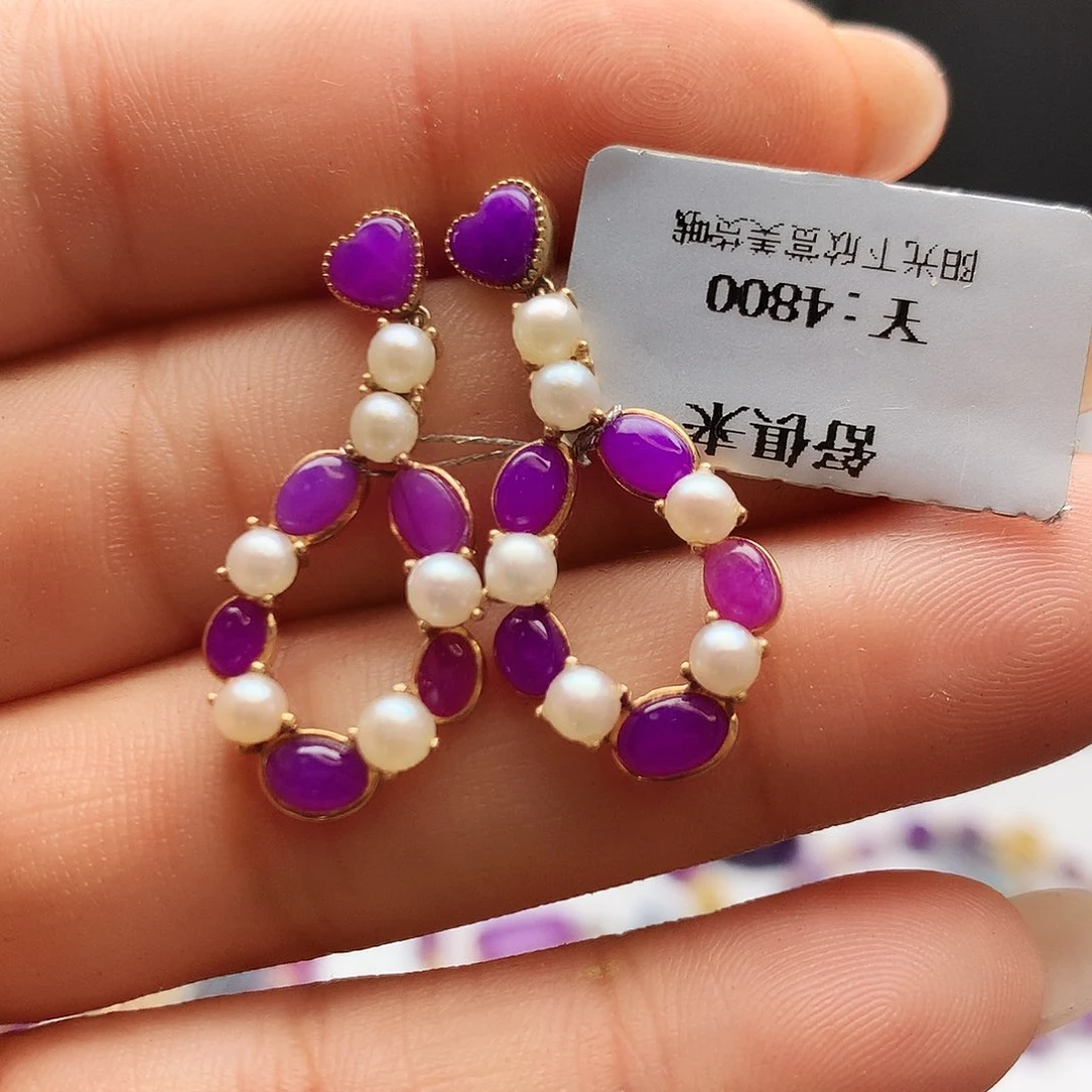 苏纪石（舒俱来）18K金镶嵌耳坠