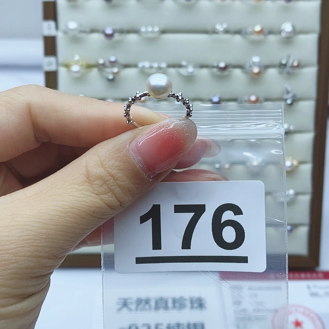 淡水珍珠戒指银S925镶嵌天**爱176