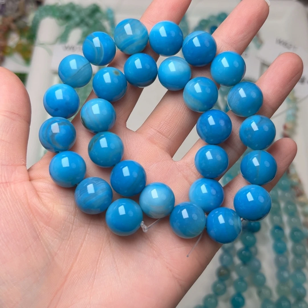 玛瑙/玉髓合金珠宝半成品W624。14mm天然玛瑙圆珠一条