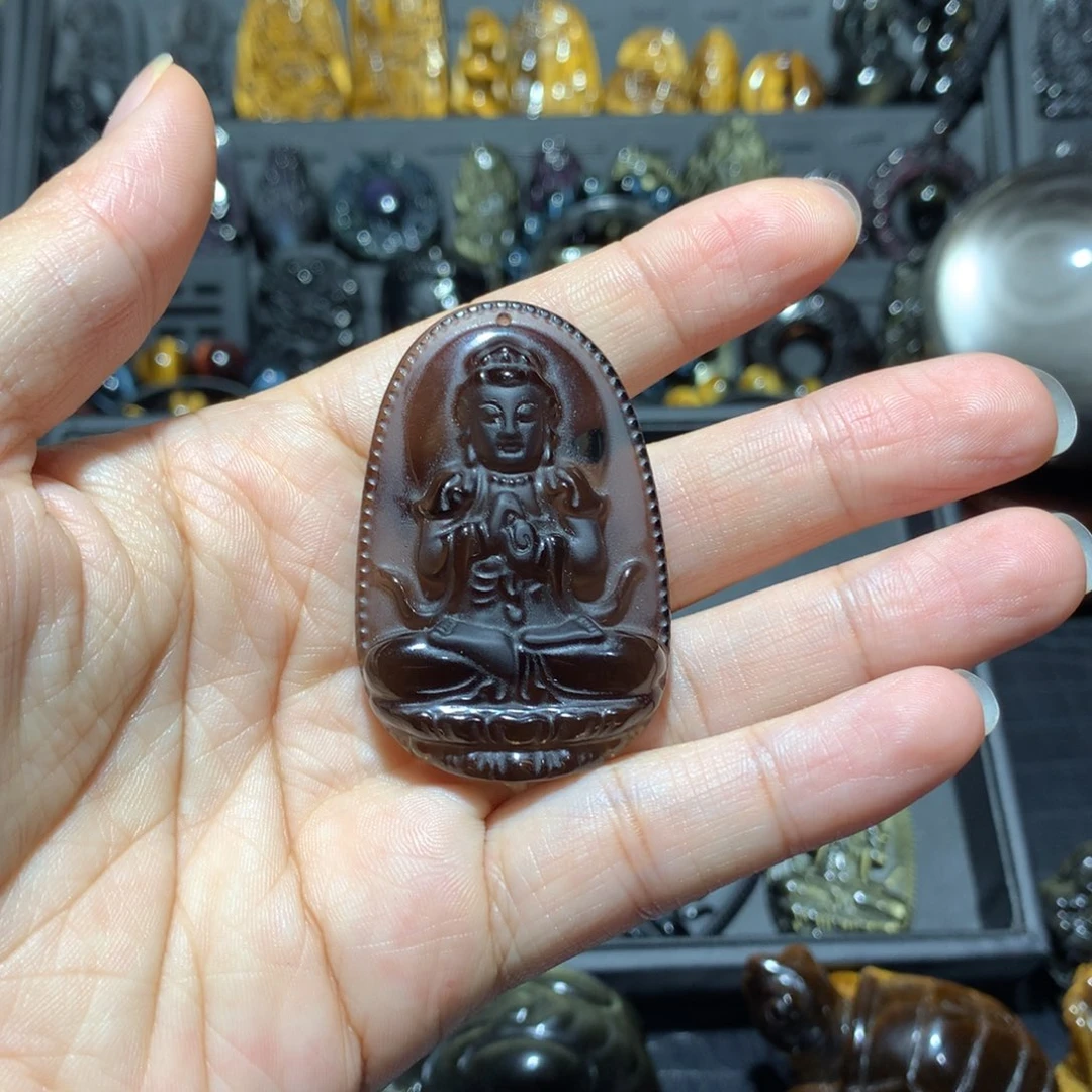 黑曜岩未镶嵌吊坠(赠链)阿*