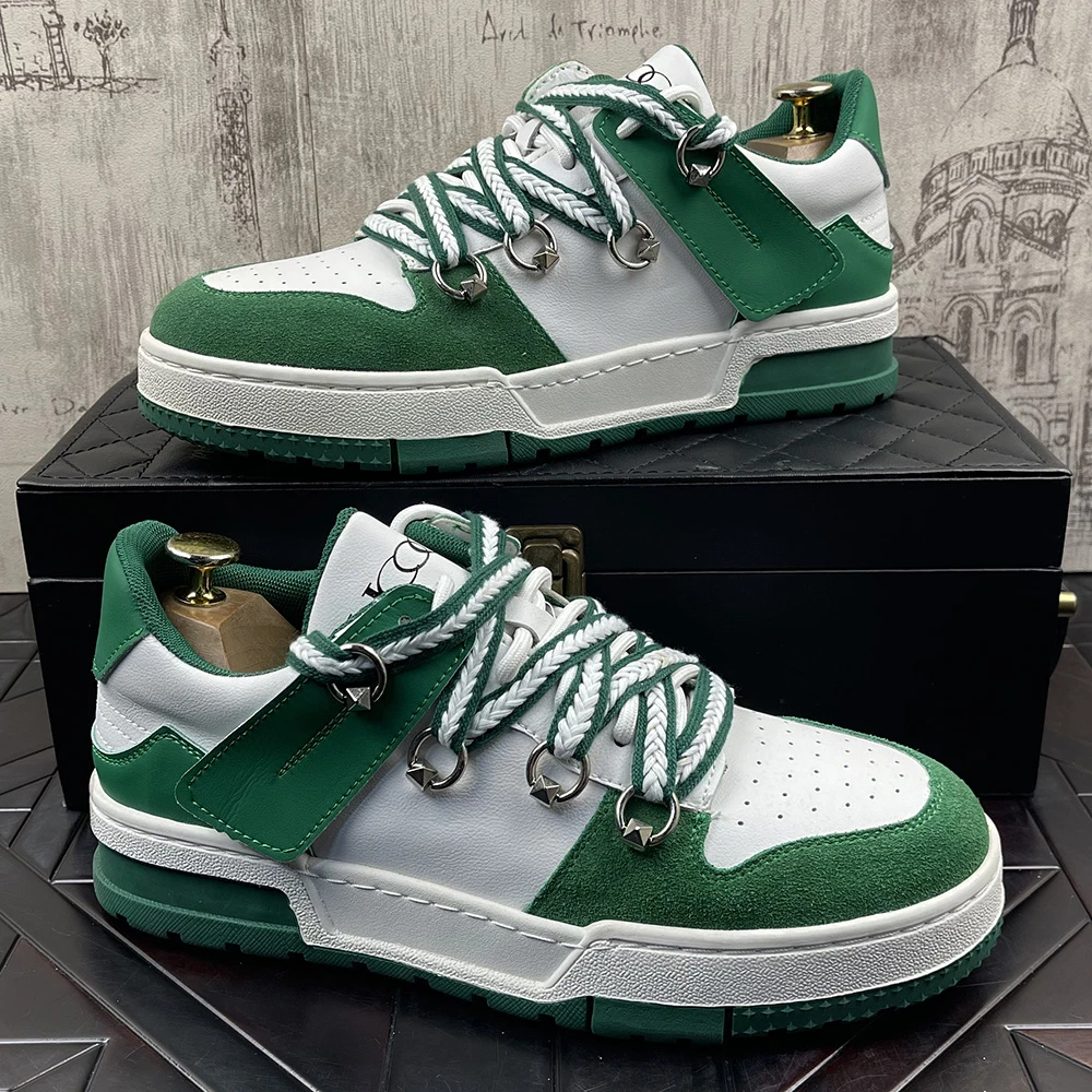 韩版男鞋2025春季新款潮流百搭透气休闲鞋青年时尚板鞋厚底小白鞋