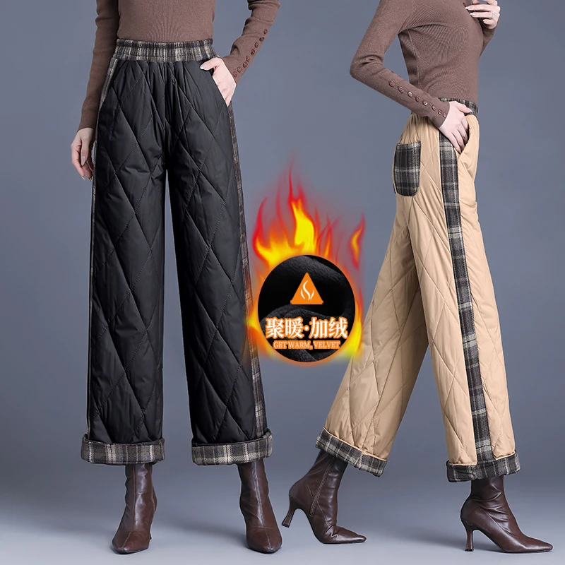 高档棉裤女2025冬季中年妈妈大码松紧高腰宽松显瘦时尚保暖阔腿裤