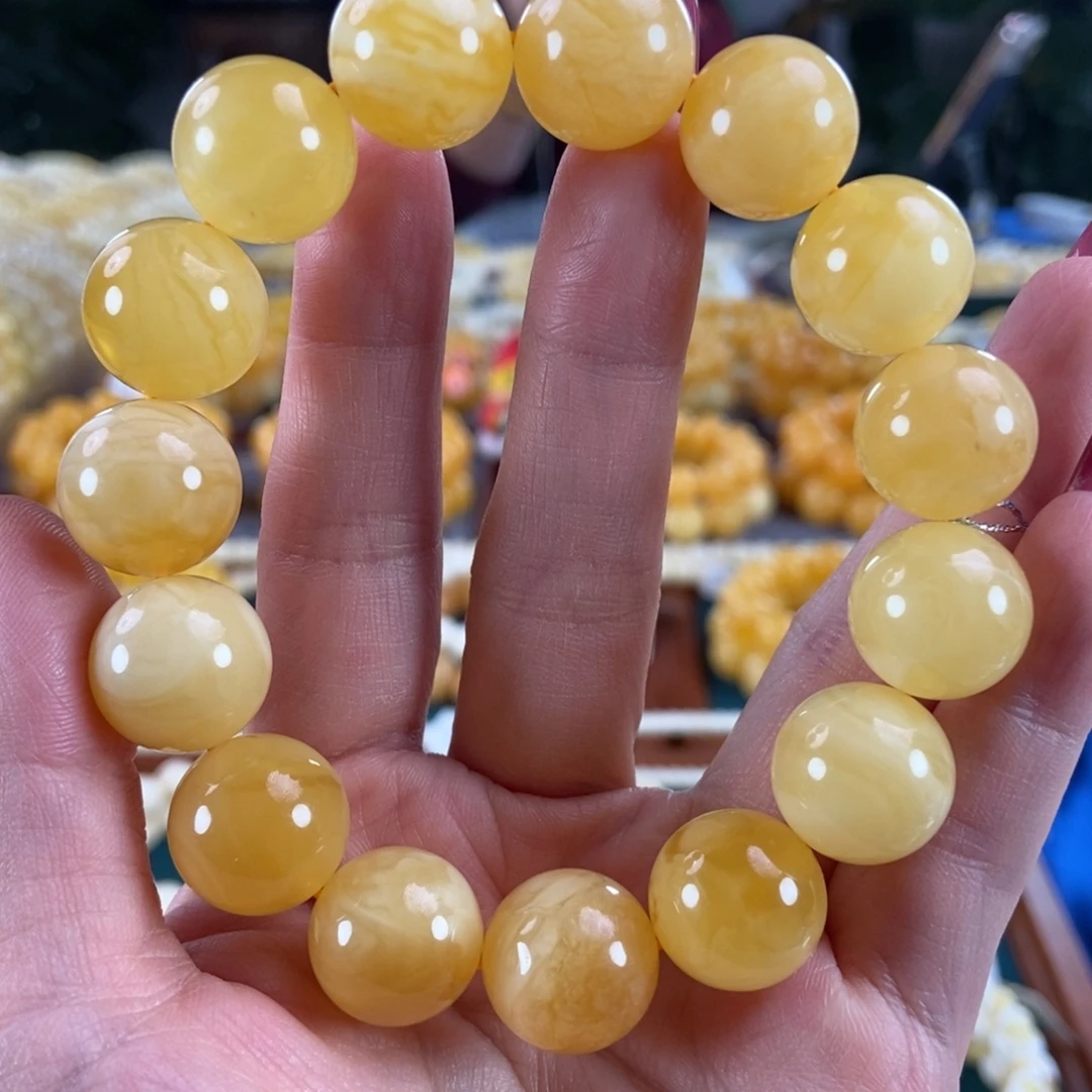 琥珀未镶嵌珠宝奇石15圆珠32.16