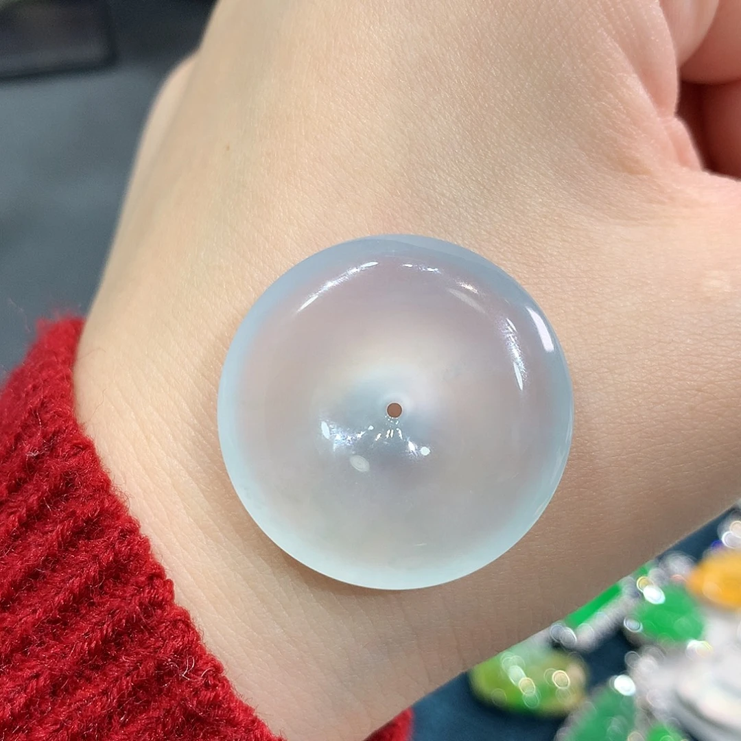 翡翠未镶嵌颈饰梦幻冰胶淡蓝紫平安扣