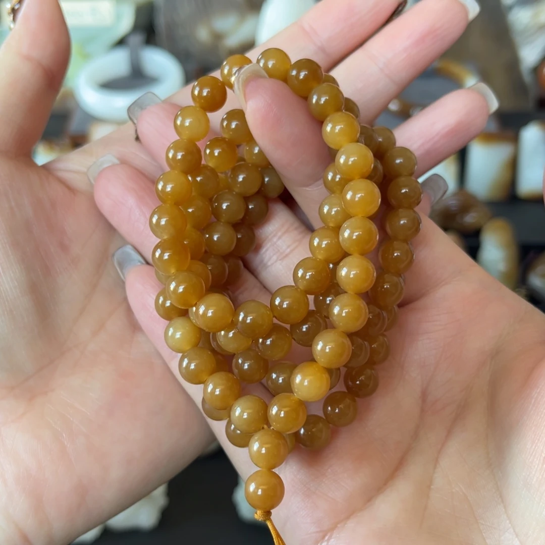 和田玉（糖玉）未镶嵌手串金山全糖8mm108