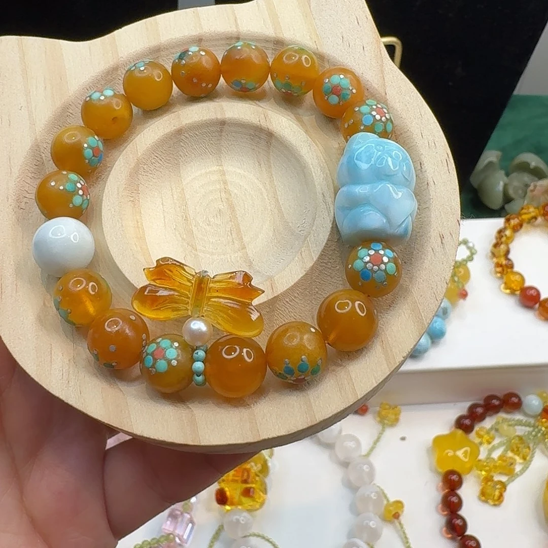 琥珀颈饰未镶嵌琥珀手串