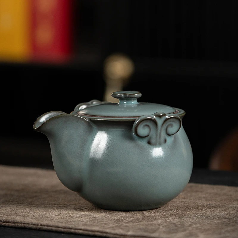锋子 汝窑铁胎手抓壶 仿古釉手工泡茶壶家用陶瓷功夫茶具高端茶壶