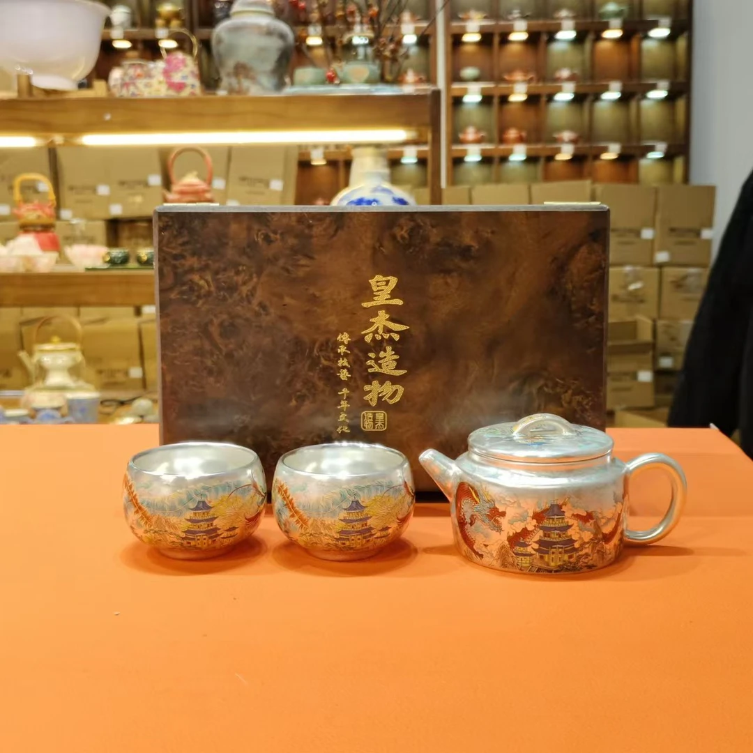亭台楼阁汉瓦壶一壶两杯小套装家用送礼功夫茶具-5105