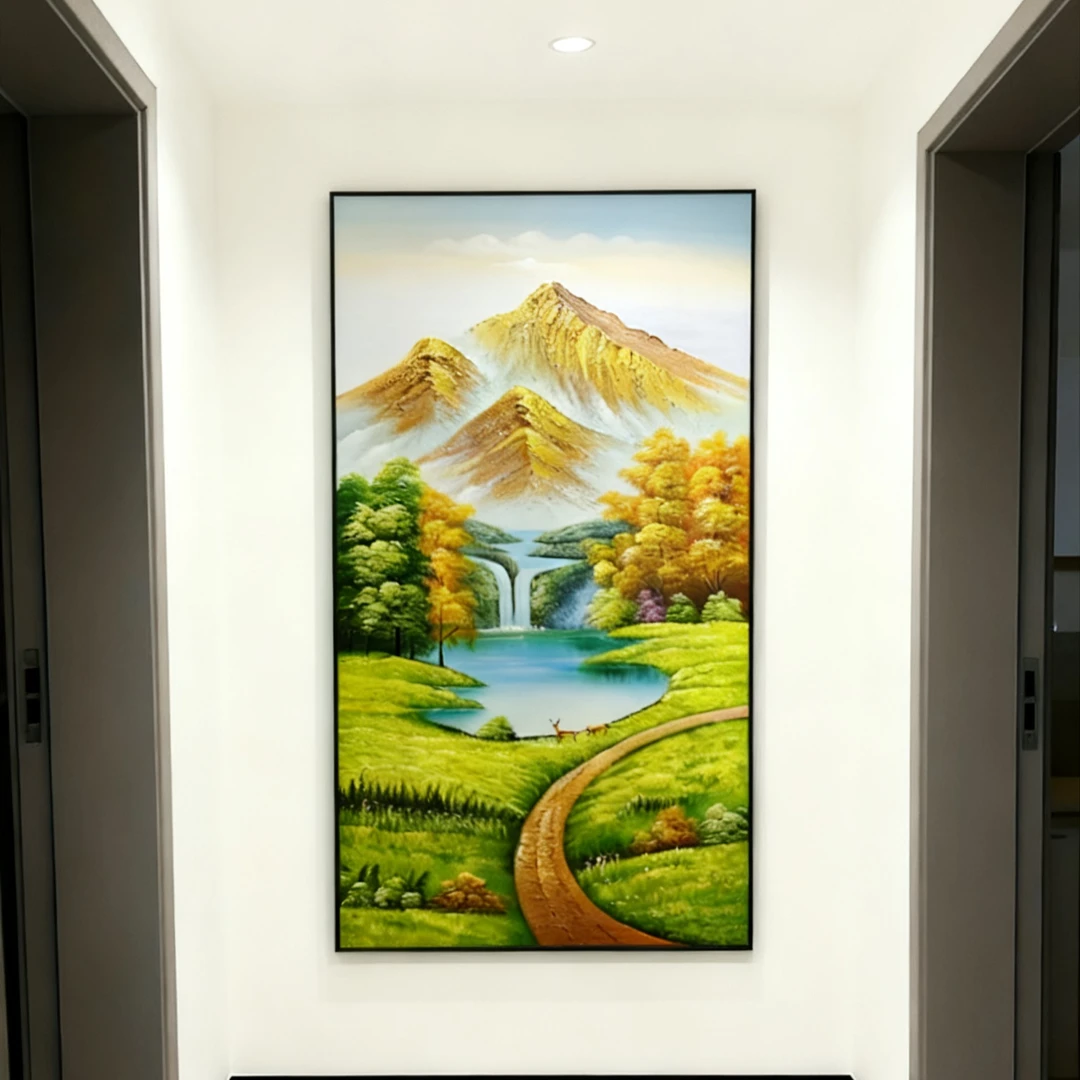 《金山风景》简约现代玄关装饰画背景墙肌理手工挂画