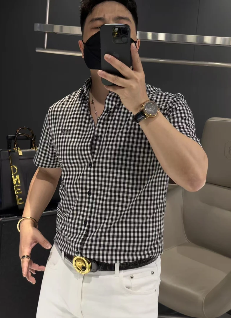 【马哥严选】2025夏季新款男士衬衫时尚高端帅气修身休闲免烫衬衣潮