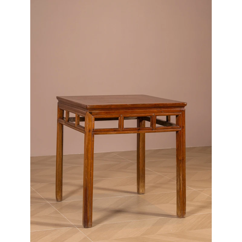 清代黄花梨劈料直枨矮栳文房桌明清古董家具收藏海南黄花梨八仙桌