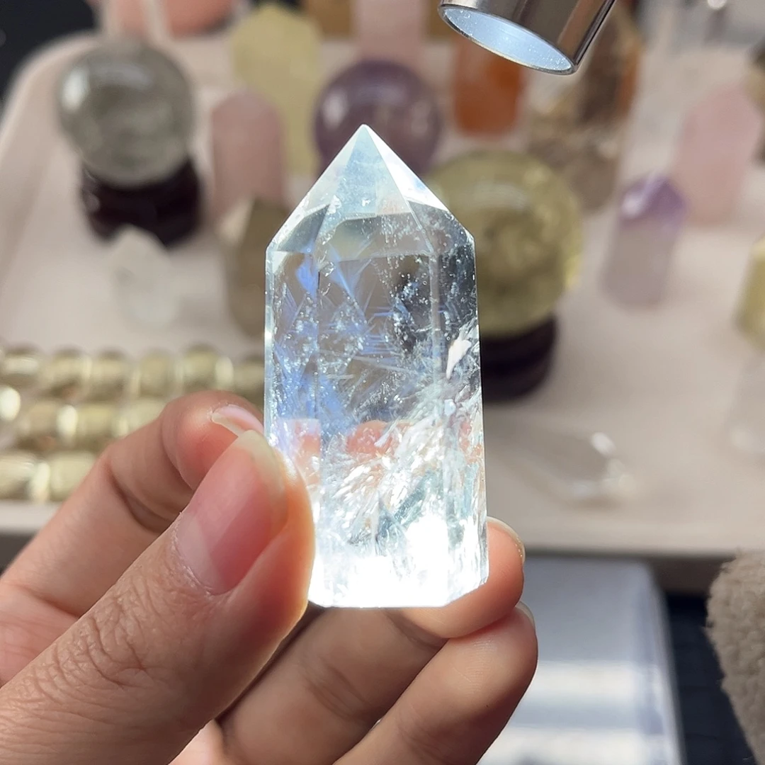 水晶珠宝半成品未镶嵌75蓝针柱