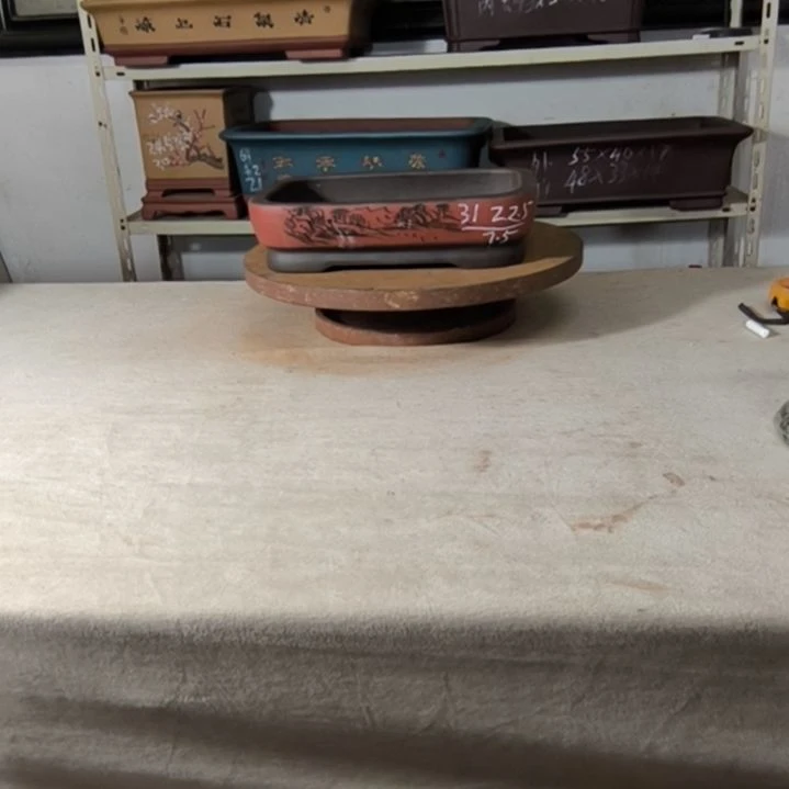 紫砂花盆红色小号有孔水底