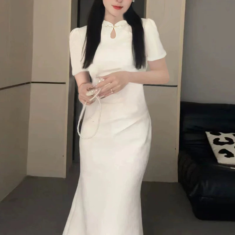 新中式国风连衣裙女2025夏季气质修身裙子D0704