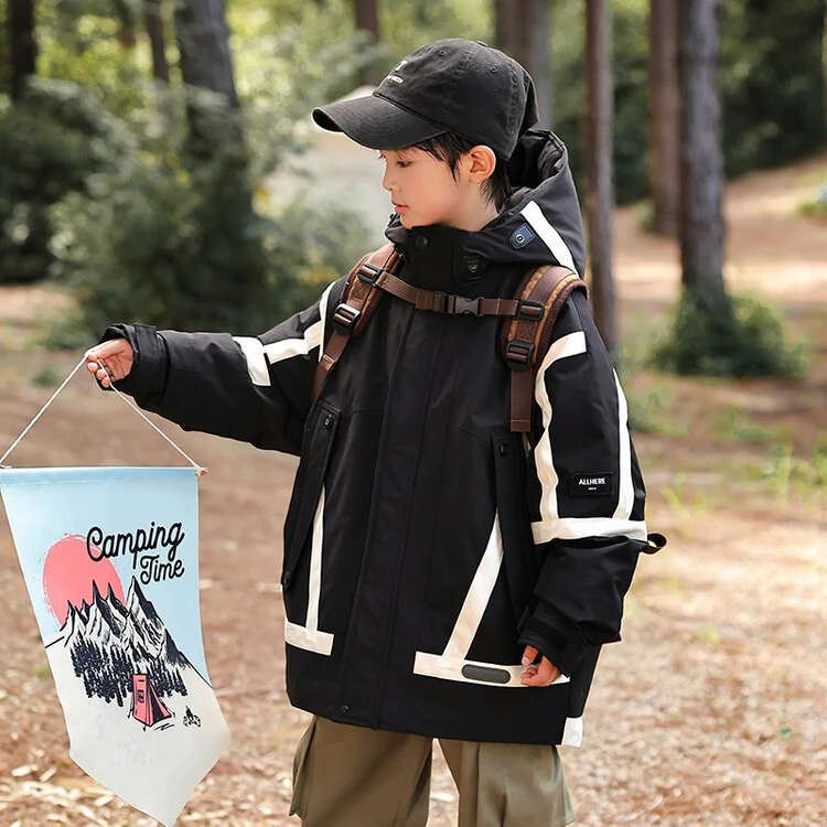 男童羽绒服冬装2024新款洋气儿童加厚连帽外套男孩大童保暖潮连帽