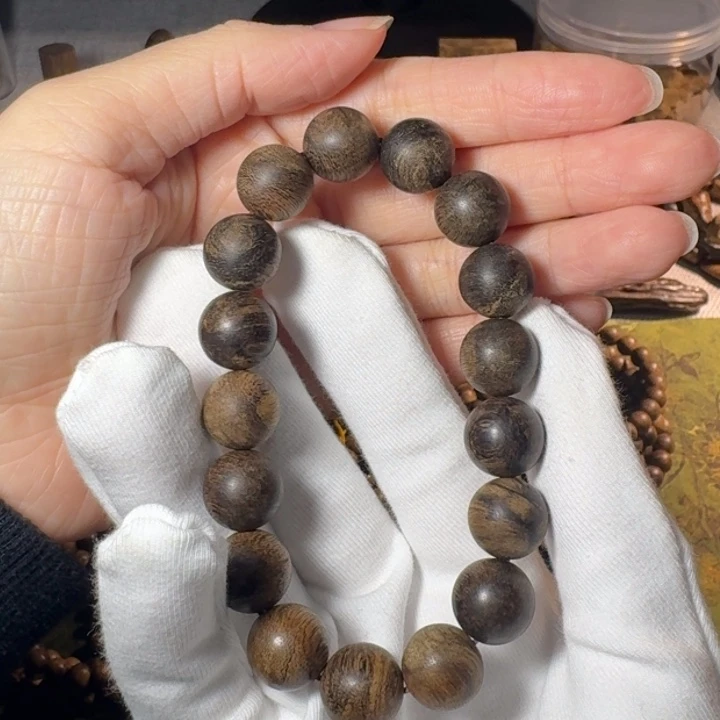 沉香碎屑沉香文莱黑棋13mm-17.2g 九分沉