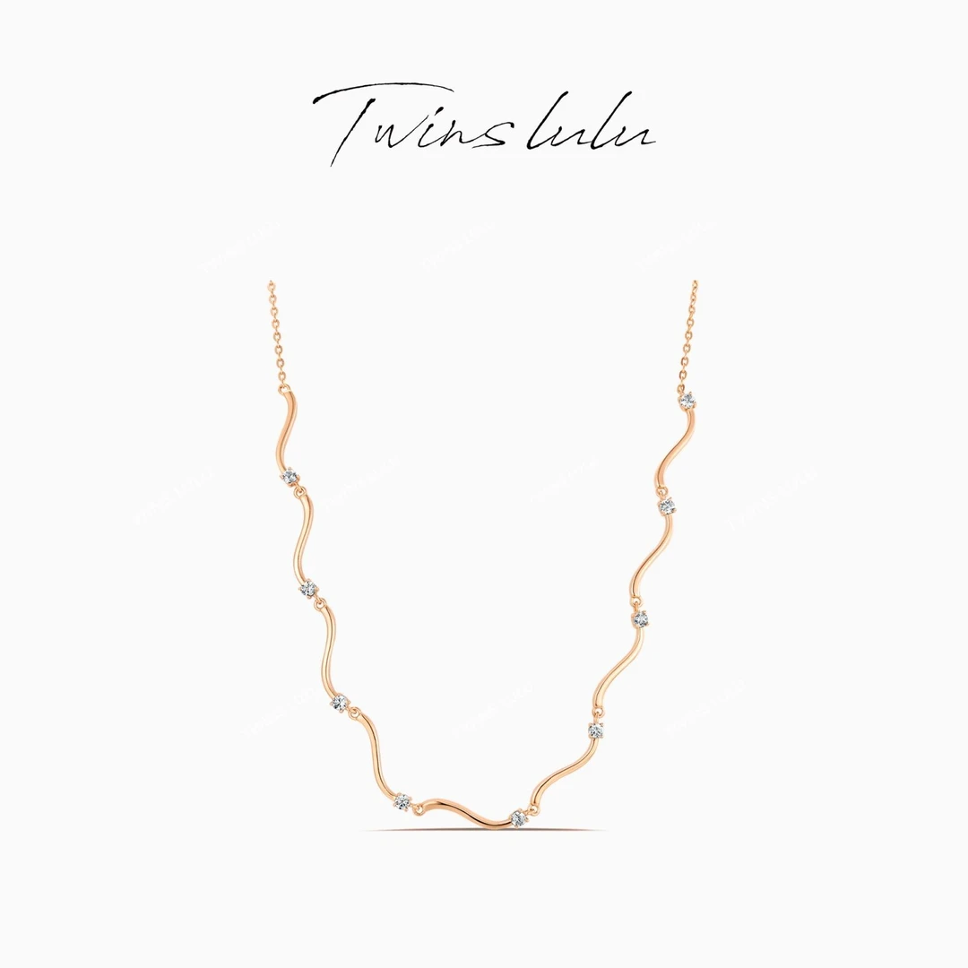 TWINS LULU 925银 镀k金 轻奢气质时尚百搭个性波浪纹项链TSJ9753