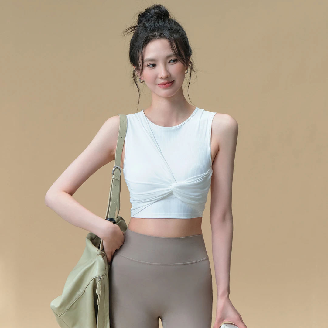 Ackdcs一体式瑜伽内衣女夏季网纱拼接高级感跑步运动背心健身文胸