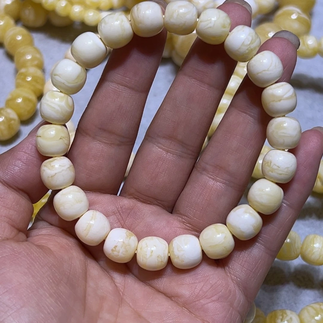 手链琥珀未镶嵌10➕浓白蜡老型手串