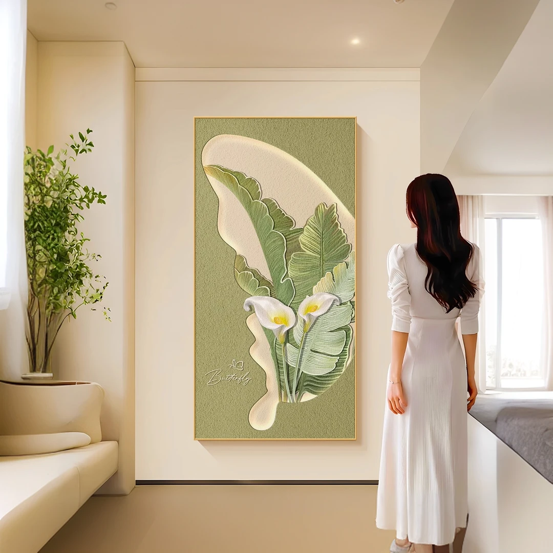 【画为峰】家大业大过道走廊壁画奶油风入户门玄关装饰画绿植墙挂画