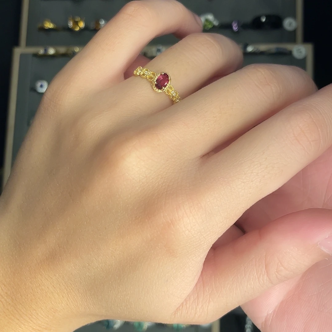 石榴石戒指银S925镶嵌