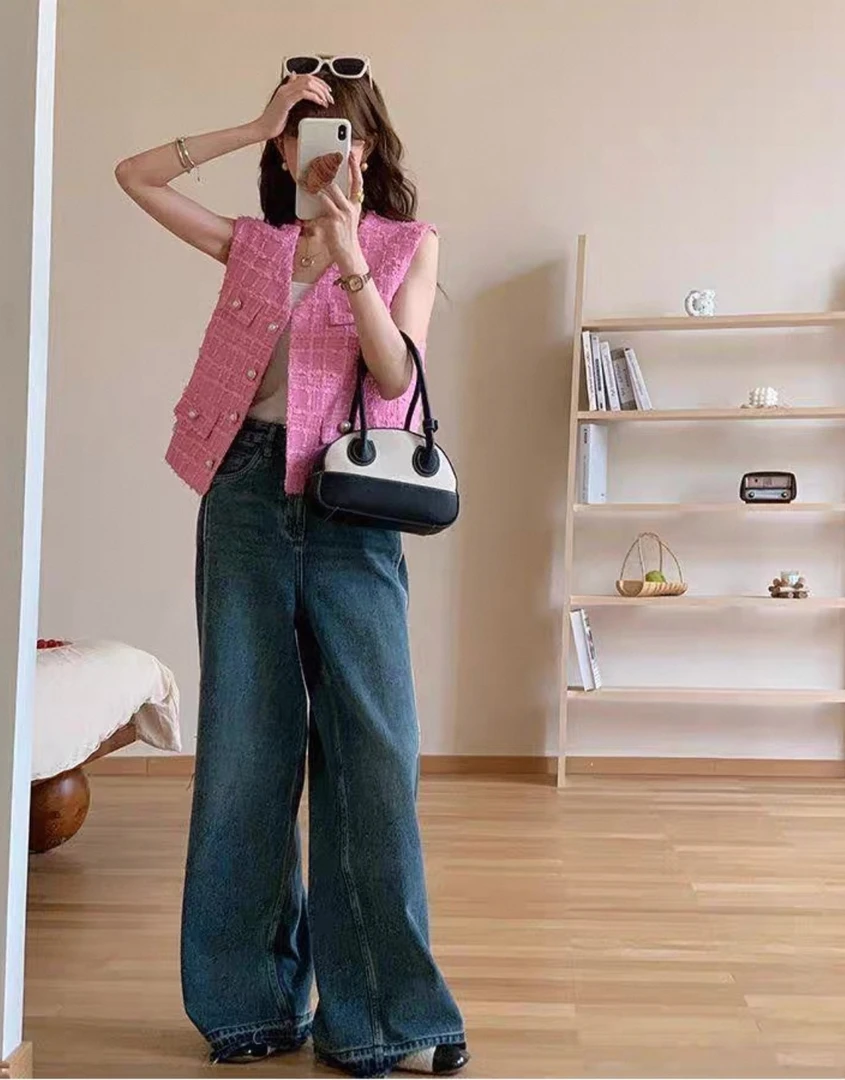 Y05 新款名媛气质小香风粗花呢马甲