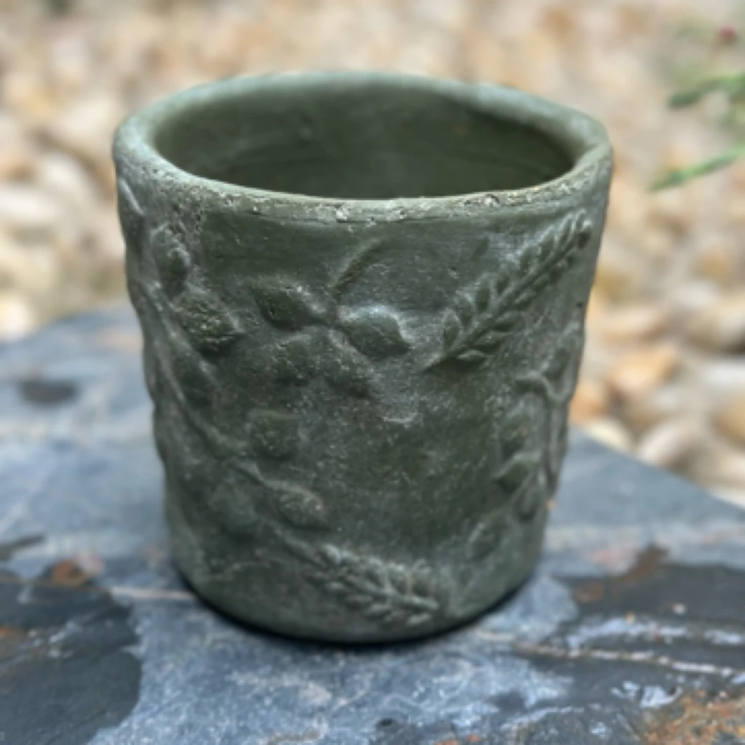 【那里花止】手压粗陶麦穗小深筒复古做旧花园杂货装饰花盆草花盆