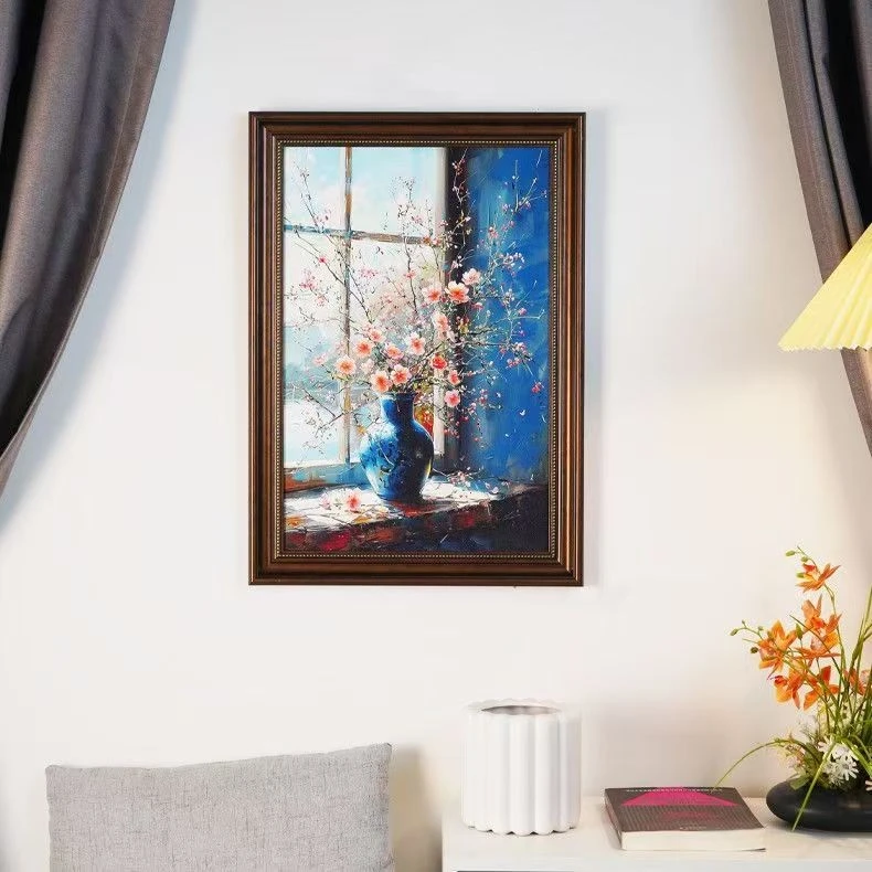 a67现代简约碧桃花油画可用于客厅卧室餐厅背景墙装饰