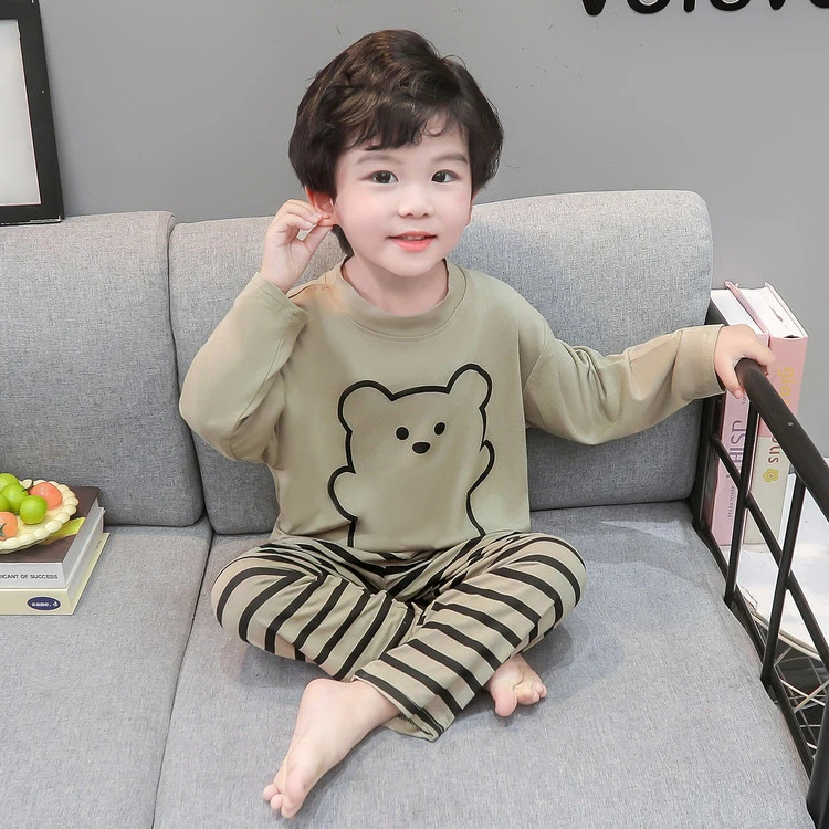 儿童睡衣春秋季男童莫代尔洋气长袖空调服男孩宝宝薄款家居服套装