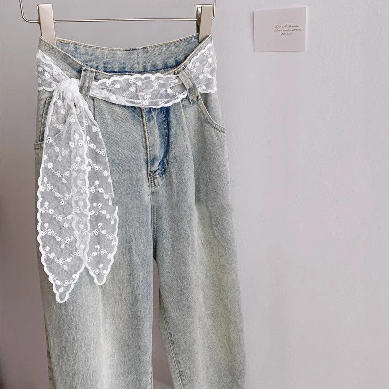 纯欲浪漫气质蕾丝腰带设计配饰超仙白色飘带长条多功能领巾发带女