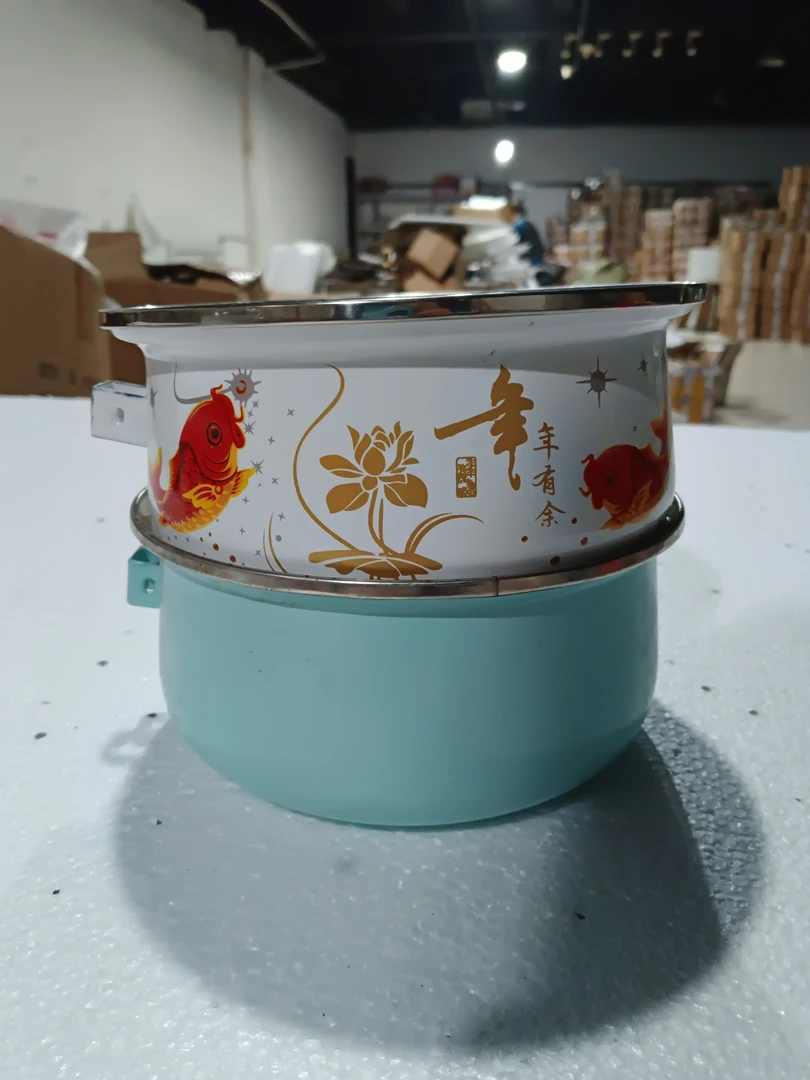 2个装搪瓷奶锅无盖无把手大瑕疵处理花色颜色随机发