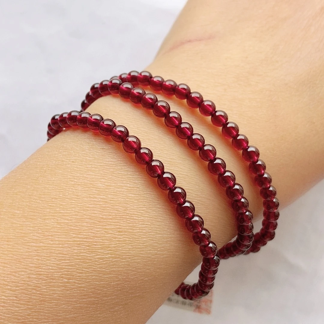 石榴石手链未镶嵌4.5三圈