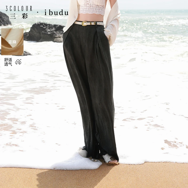 0935【达人专属】三彩2025夏季新款休闲宽松直筒裤拖地长裤复dbc