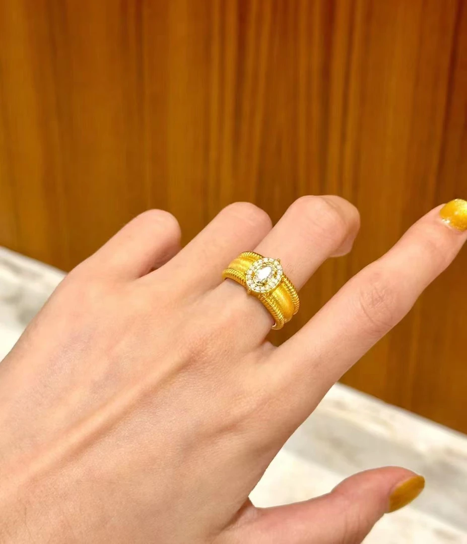 钛钢合成锆石戒指 鸽子蛋戒指