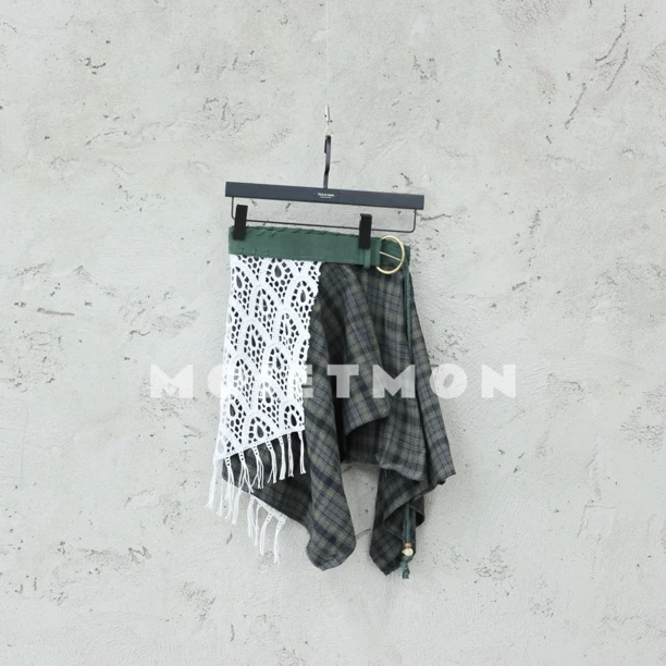 Moi et mon冬季新款小众设计师款休闲百搭不规则格子舒适洋气腰封