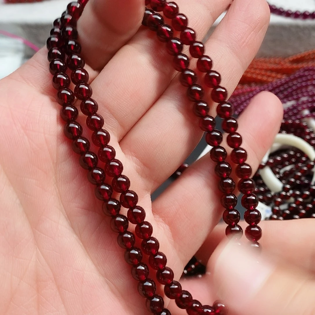 石榴石手链未镶嵌.**”5.5mm老矿酒红