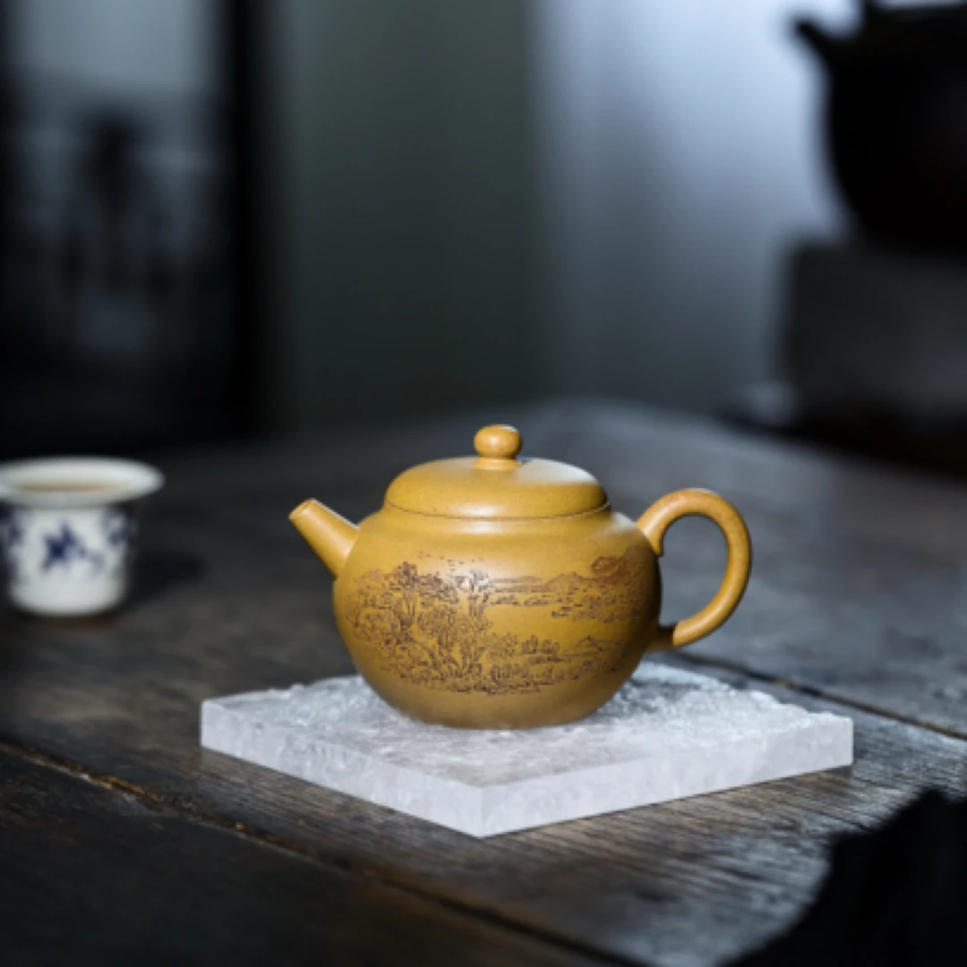 【新品】全手工巨轮.【国工】方 勤 平.黄金段泥.200cc.7孔.伊石刻绘