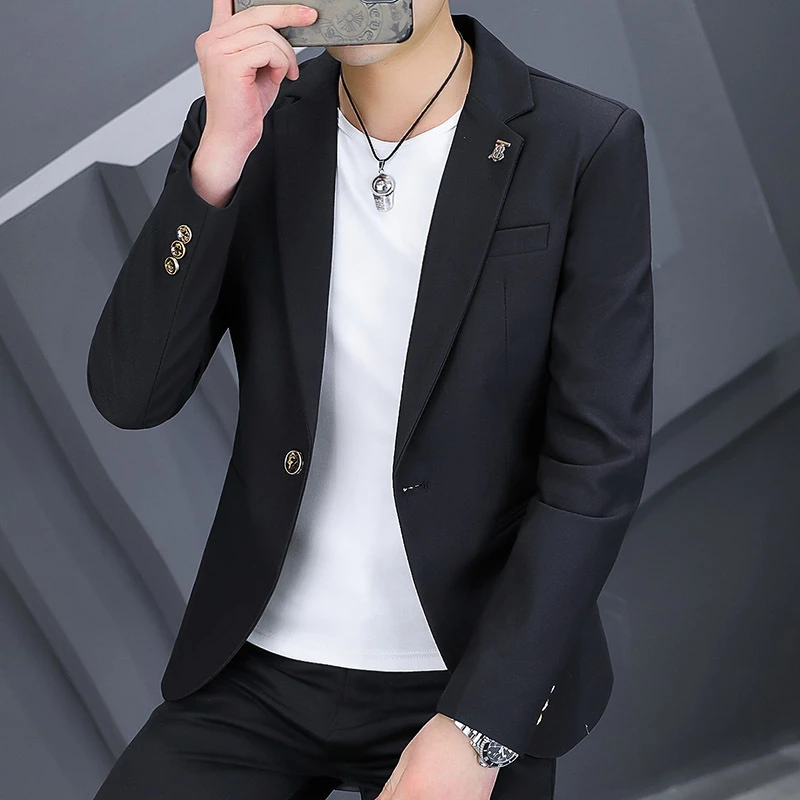 2024春秋季西装男西服纯色修身款上衣