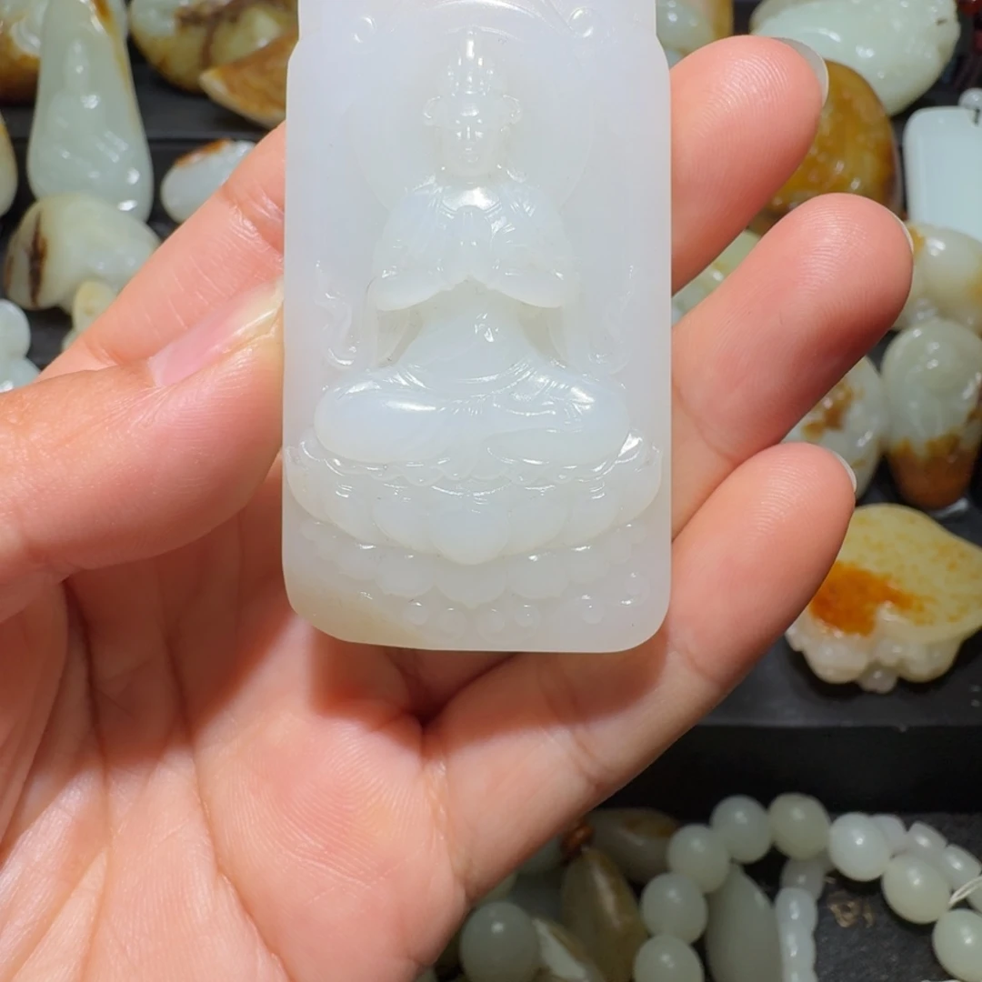 長***)和田玉未镶嵌吊坠(不含链)