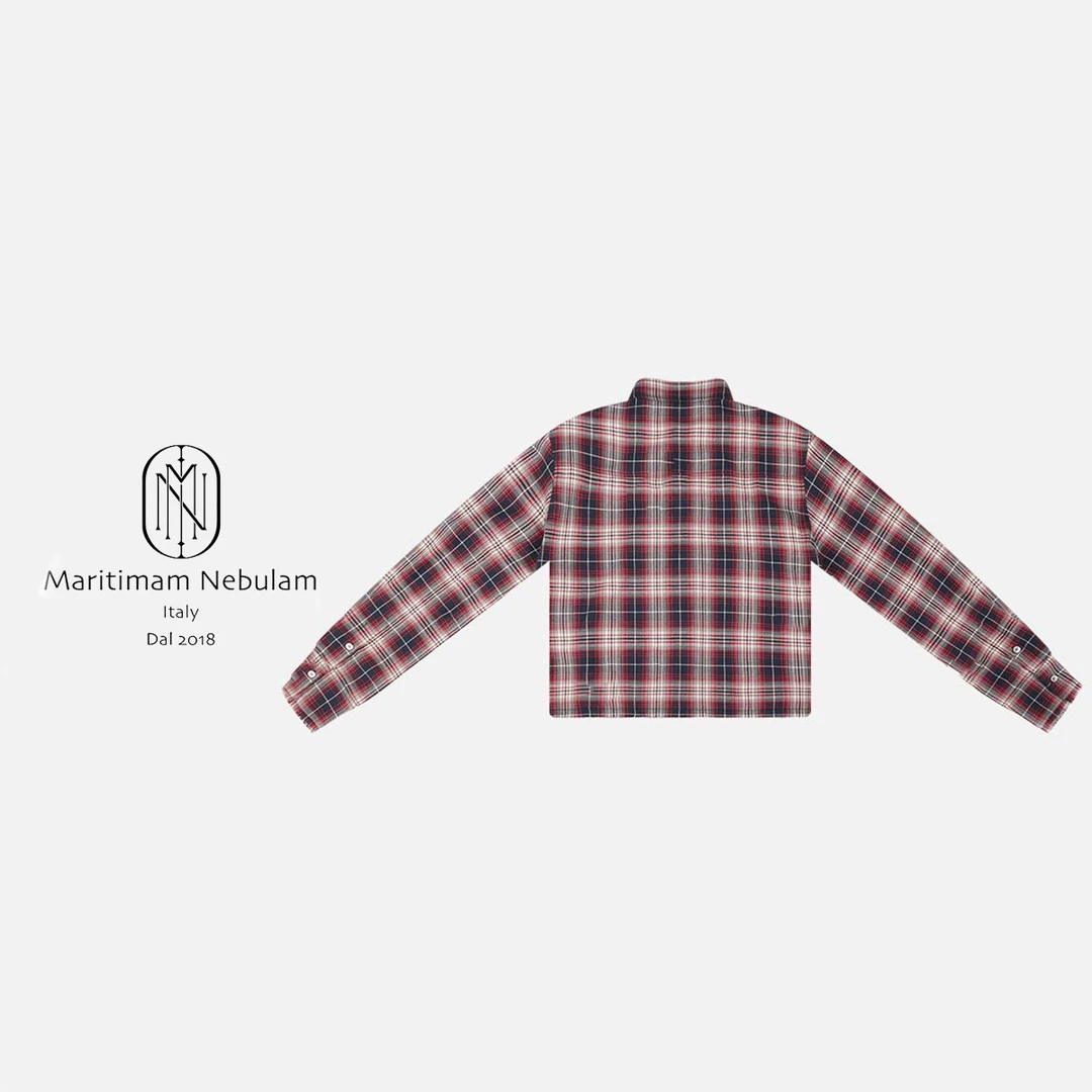 MN美式复古短款小翻领单排扣格子衬衣SZ991