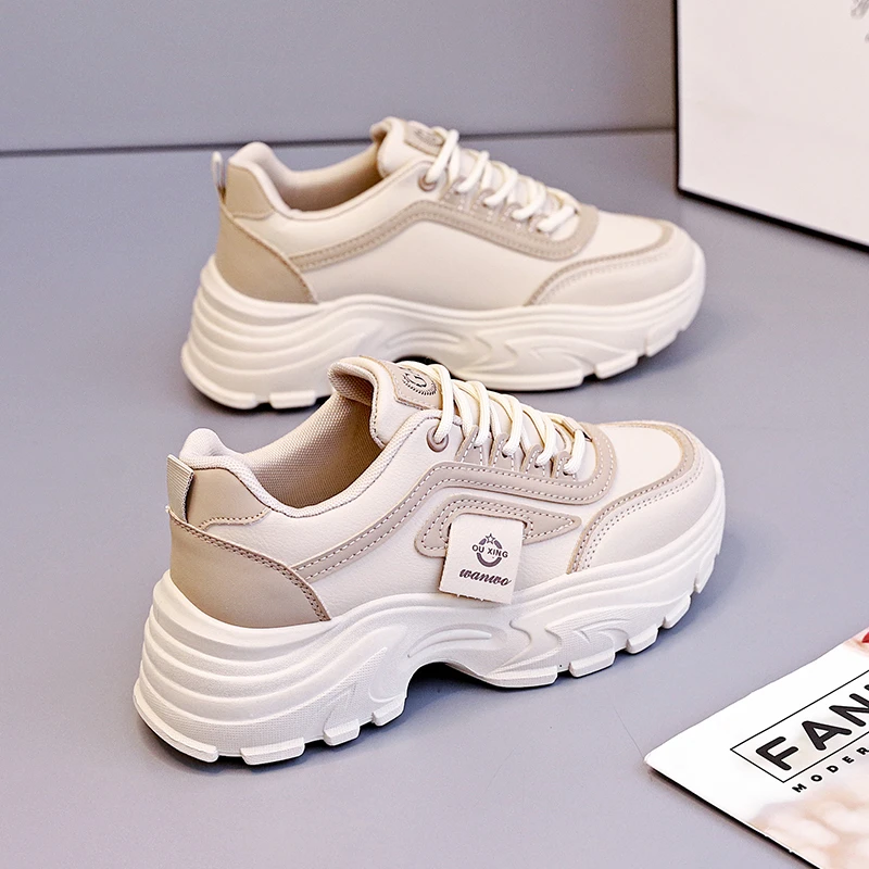 春季新款厚底增高5CM女鞋时尚运动休闲鞋百搭ins潮流板鞋老爹鞋子