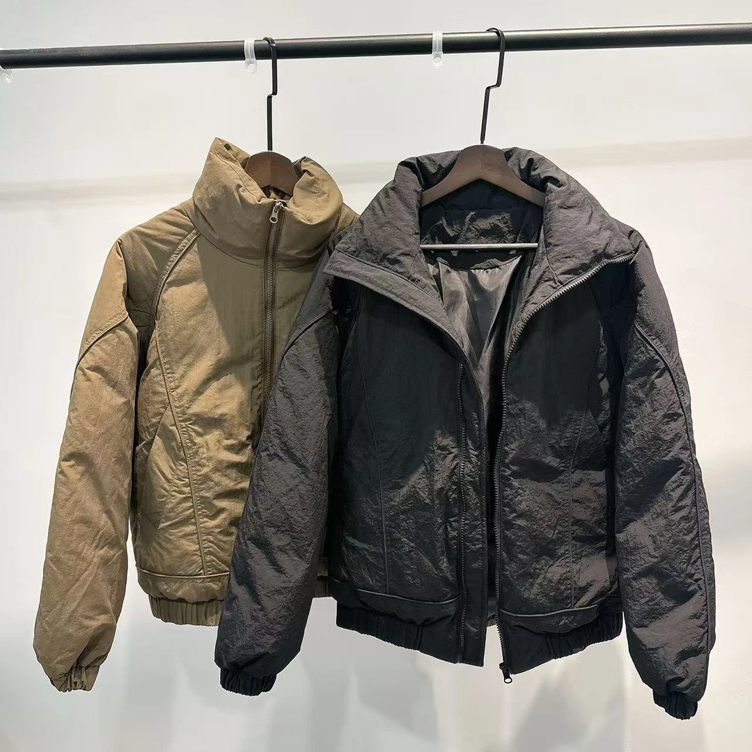 高充绒羽绒服男士简约时尚百搭潮流结构线立领冬季宽松保暖外套