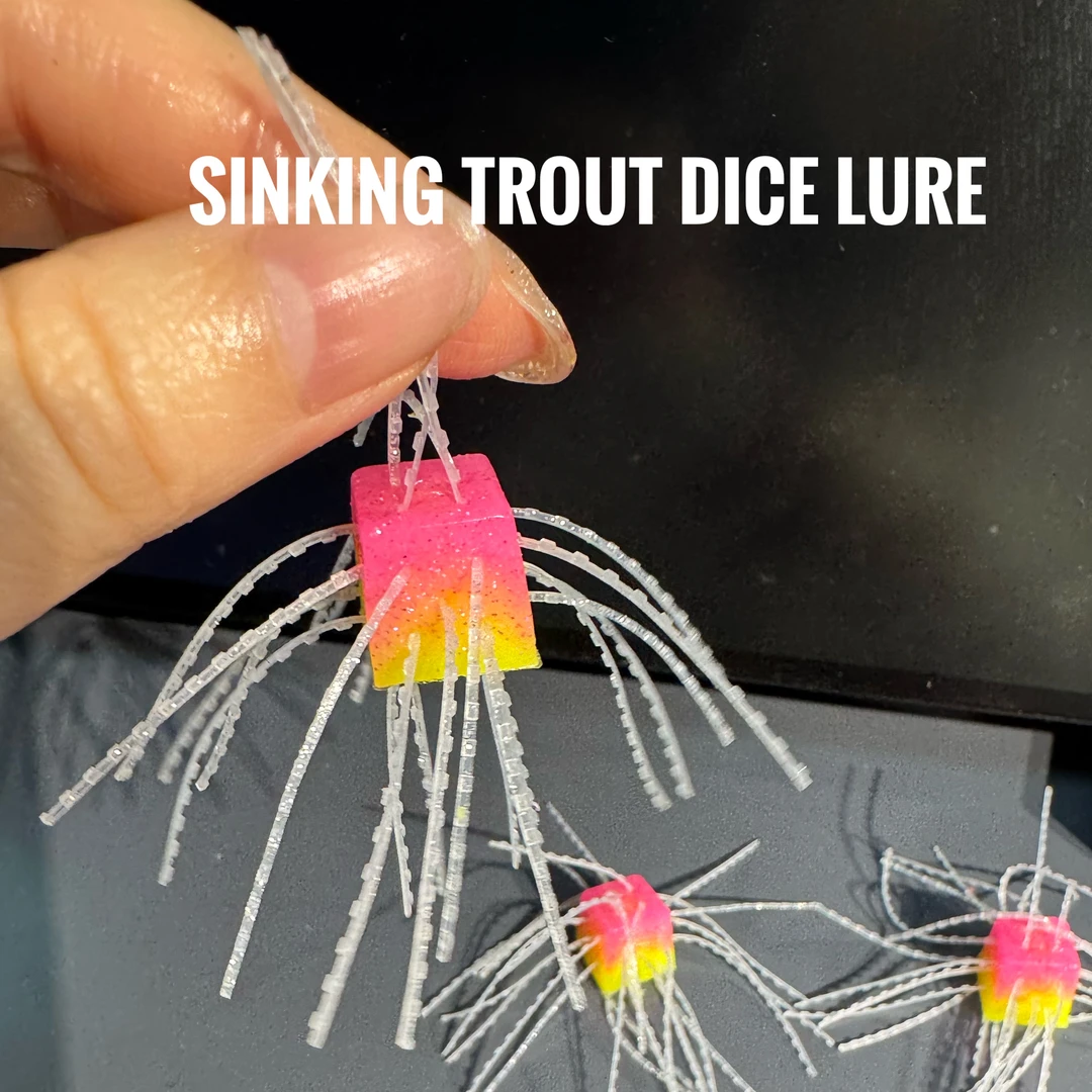 新款限量色鳟鱼色鲈鱼马口溪流手工缓沉骰子饵耐撕咬胡须饵